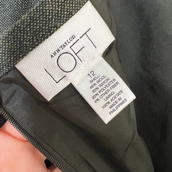 Loft Black Gray Wool Blend Skirt 12 - Picture 6 of 10